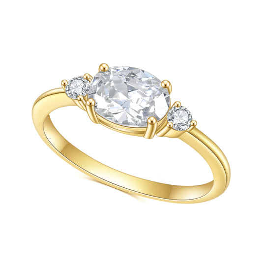 S925Sterling Silver Inlaid5A Zircon Ring Fashionable Classic Light Luxury6*8mm Gemstone Plating14k Gold Ring