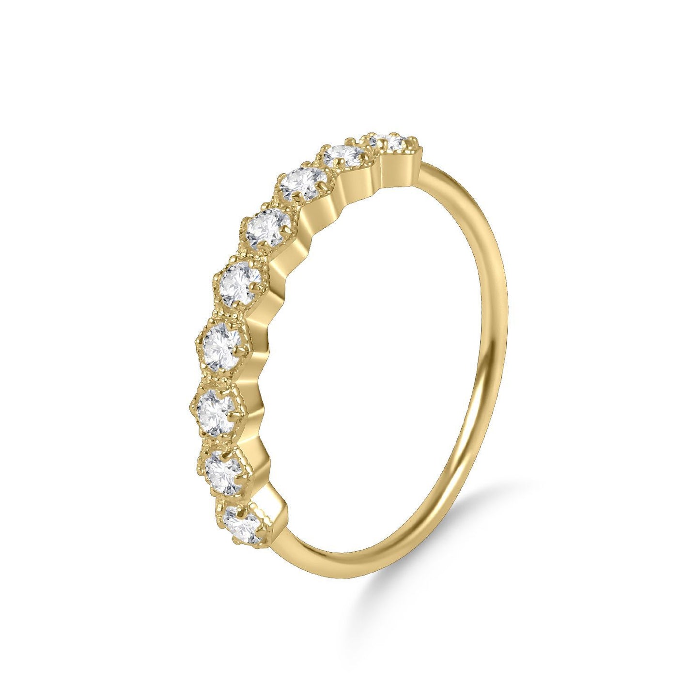 Best-seller on douyin s925Sterling Silver Moissanite Inlaid Hand Jewelry Fine Gold Dawn Series Small Ring Texture Ring