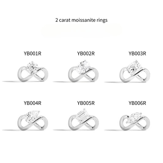 Endless Popular Wedding Rings s925Sterling Silver Ring Round Irregular Shape2Carat D Colorful Moissanite Ring