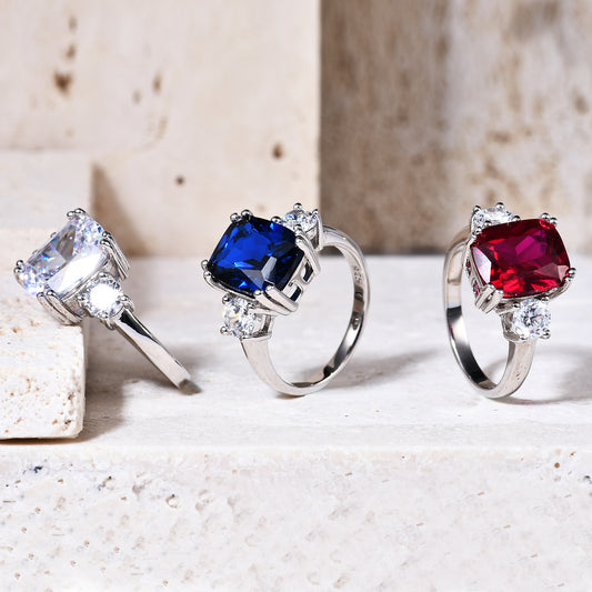 New s925Sterling Silver Inlaid Cultivated Ruby Ring Wholesale Hot Selling Blue Spinel Ring Light Luxury for Men and Women
