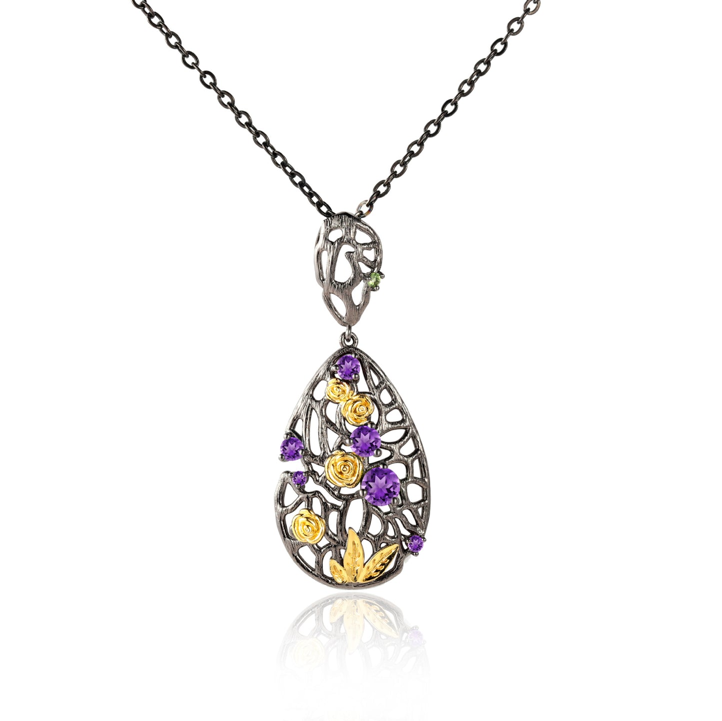 Rose Appointment Pendant925Sterling Silver Natural Gemstone Necklace for Women Vintage High-end Jewelry Wholesale New Style