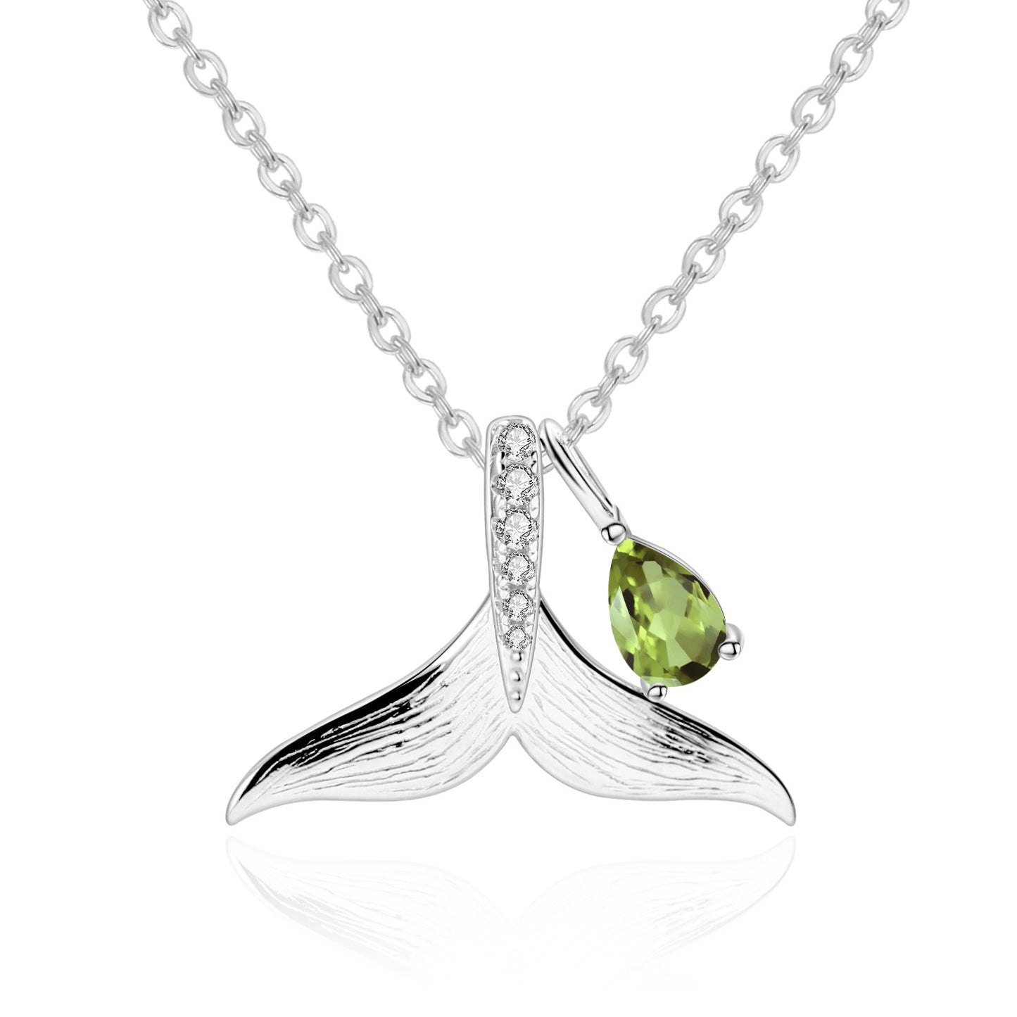 Designer High-Grade Gem Pendant Whale Tail Design s925Sterling Silver Natural Topaz Necklace Pendant
