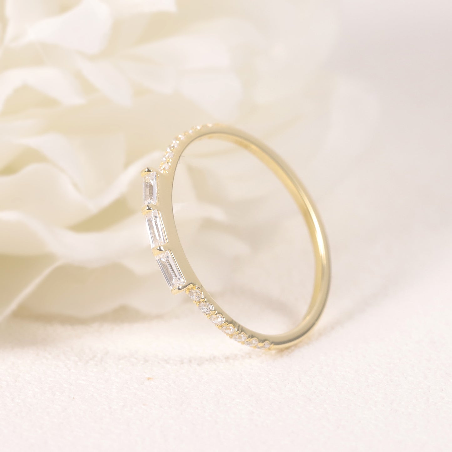 Casual Style Versatile Gold-Filled Ring s925Sterling Silver Moissanite Gold Dawn Series Ring Thin Export