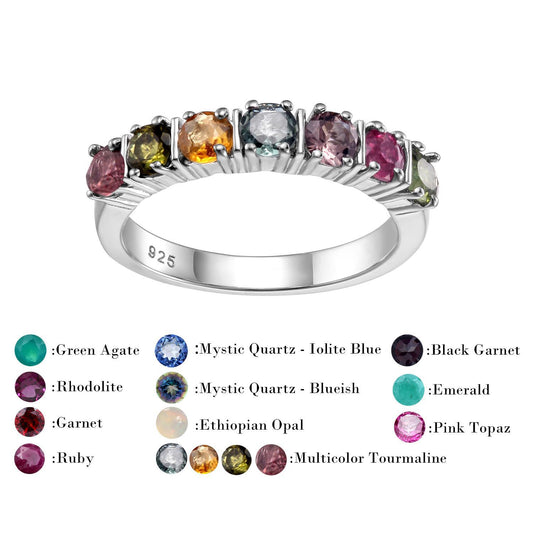 Fashionable Light Luxury Natural Tourmaline Ring Temperament wild s925Sterling Silver Inlaid Natural Gemstone Ring Set
