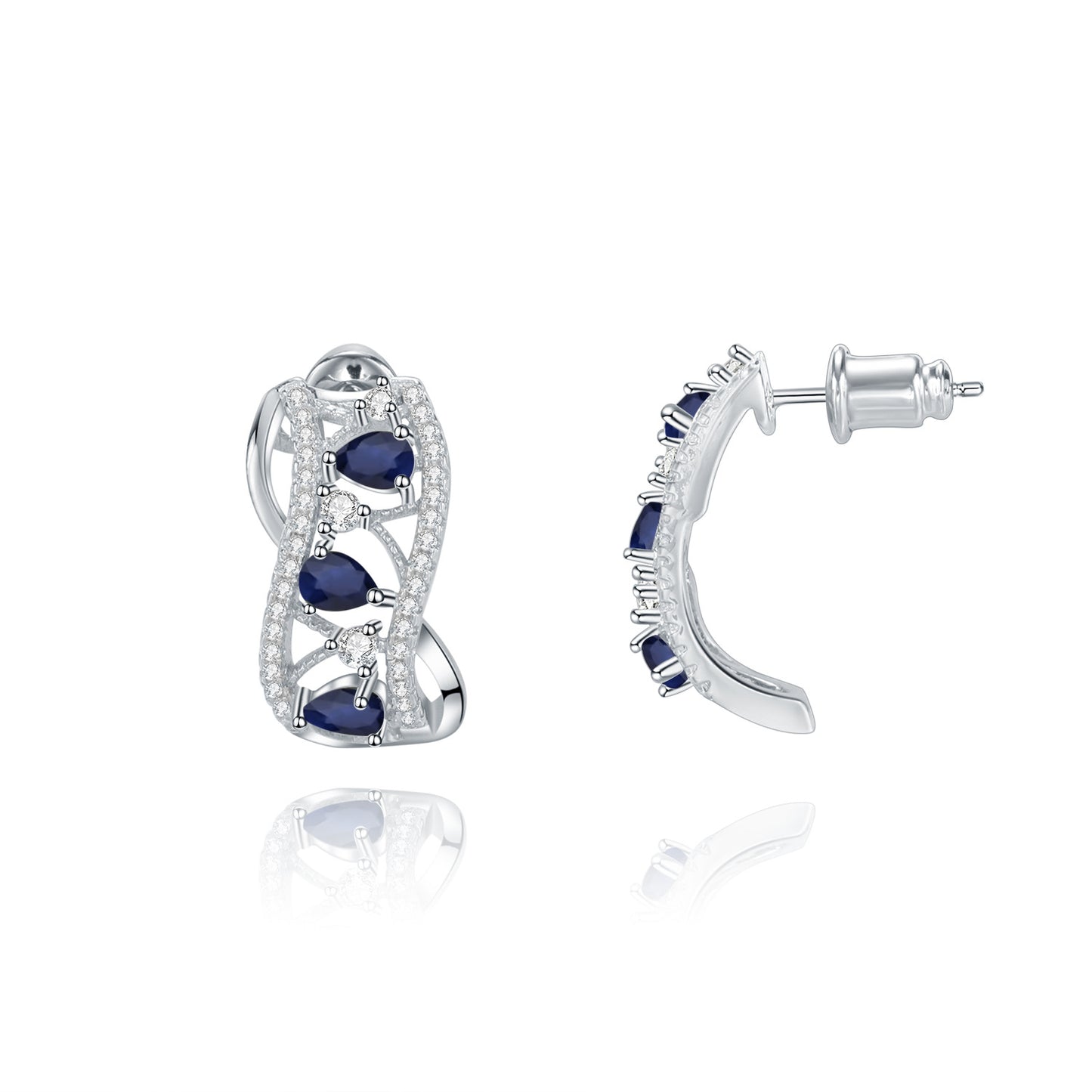 Luxurious and High-End Natural Diopside Earrings Flourishing Series925Silver Inlaid Gemstone Stud Earrings