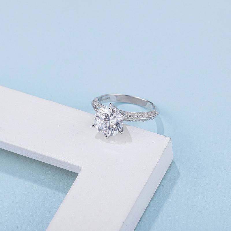 GRA Certificate Moissanite2ct3Carat Ring Light Luxury925Silver Half Wall Jiangshan Large Carat Moissanite Gemstone Ring