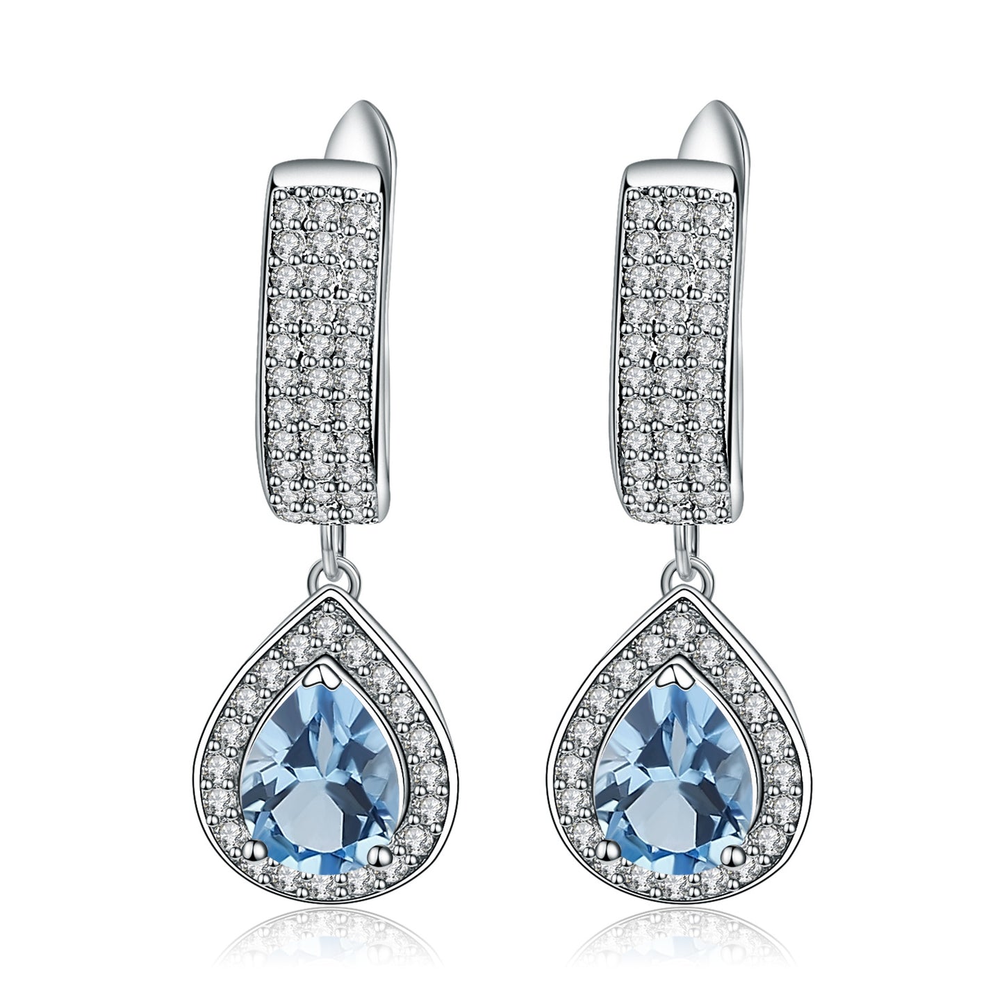 Spot Goods s925Sterling Silver Topaz Stud Earrings Sapphire Jewelry Light Luxury Fashion Natural Gemstone Earrings