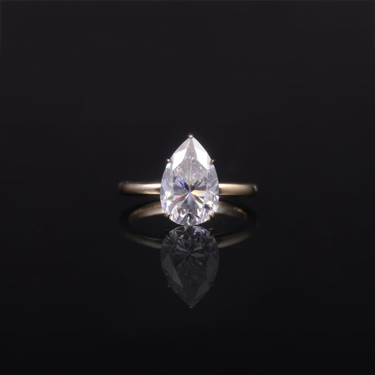 Whole Body9/10/14/18K gold ring4Carat Moissanite Water Drop Shape Gold Ring