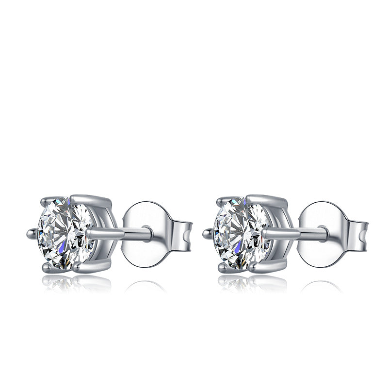 Classic Simple Pendant GRA Certificate925Sterling Silver Six-Claw Inlaid Moissanite Earrings Necklace Set