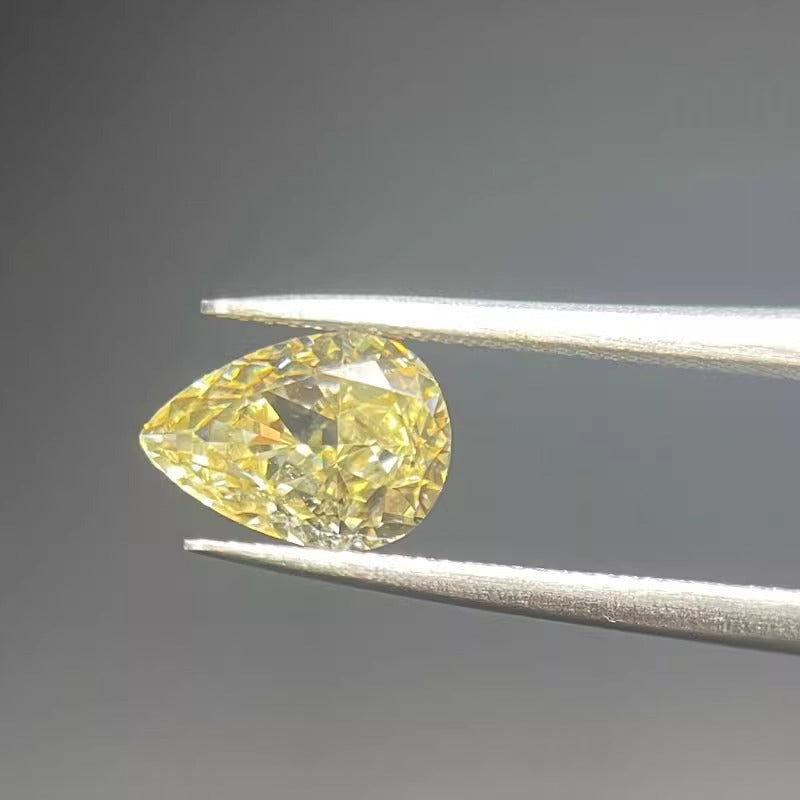 Spot Goods IGI Yellow Diamond Water Drops1Carat18K Pear-Shaped Colorful Lab-Grown Diamond Loose Diamond CVD