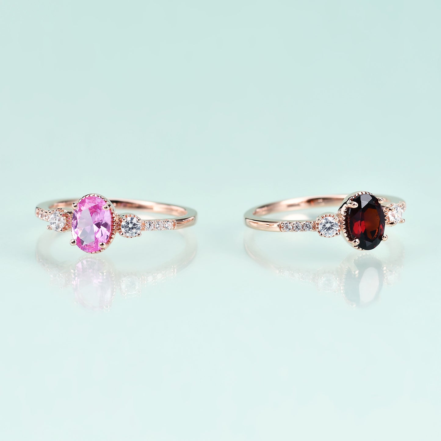 Jewelry S925Sterling Silver Inlaid Pink Corundum Ring Fashionable Light Luxury Colorful Gemstone Rose Gold Ring