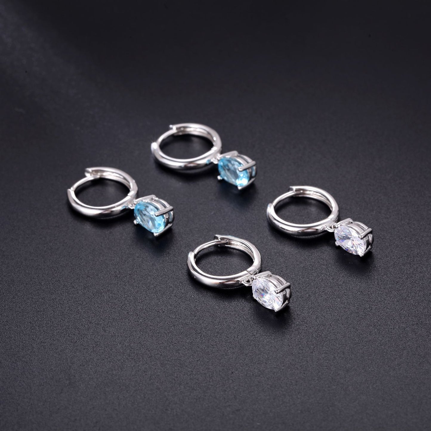 Minimalist Luxury Natural Gemstone Earrings Fashionable Personality s925Silver Inlaid Topaz Earrings Studs