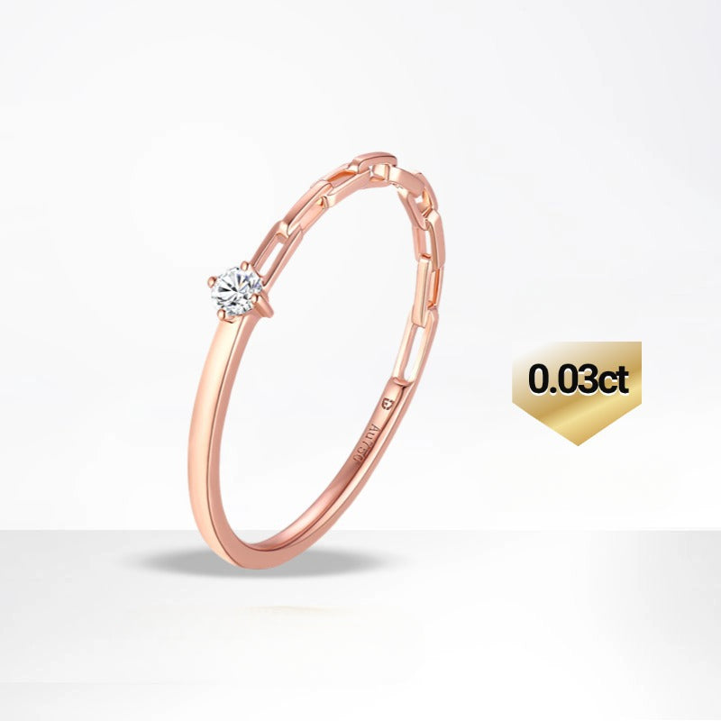 Special-interest design18k Gold Inlaid Cultivated Diamond Ring Hollow Rose Gold Crushed Diamond k Gold Ring with Fine Personality