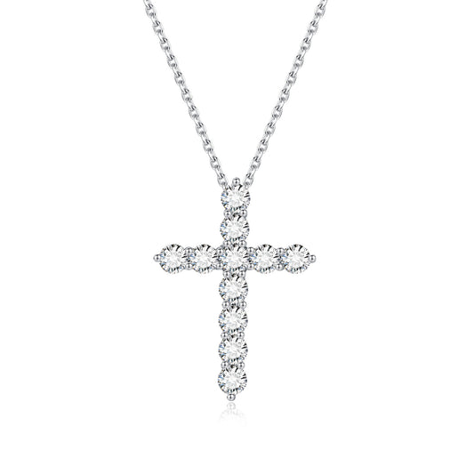 Cross18k Gold Necklace with Cultivated Diamonds and Platinum Genuine Diamonds18k Gold Collarbone Chain High-end