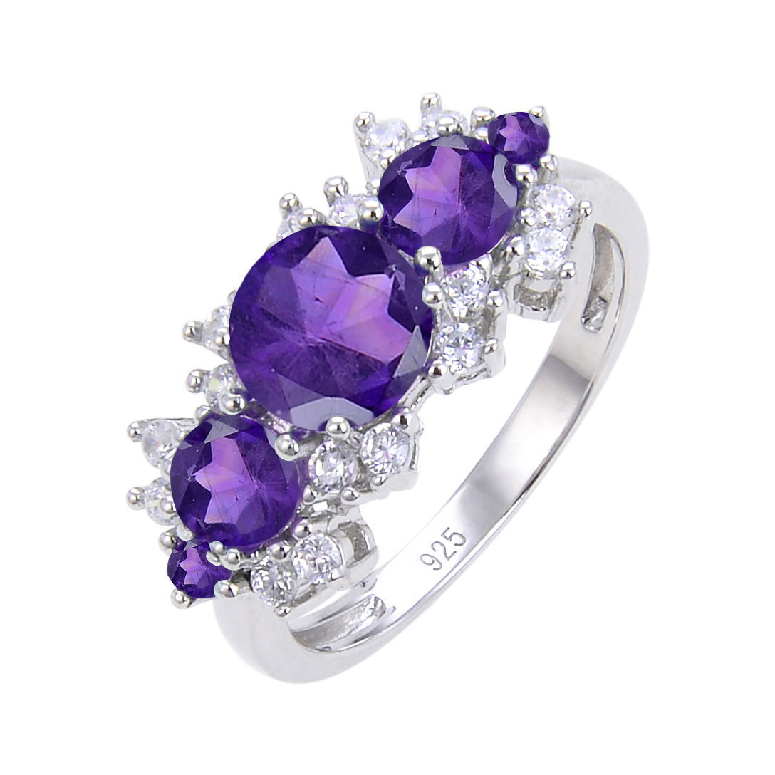 Factory Direct Supply Colorful Natural Stone Rings for Women Unique Fashion Retro s925Silver Inlaid Gemstone Ring