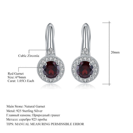 Jewelry Natural Stone Earrings Studs Drop Earrings Vintage Inlaid Garnet s925Silver Crystal Earrings Jewelry