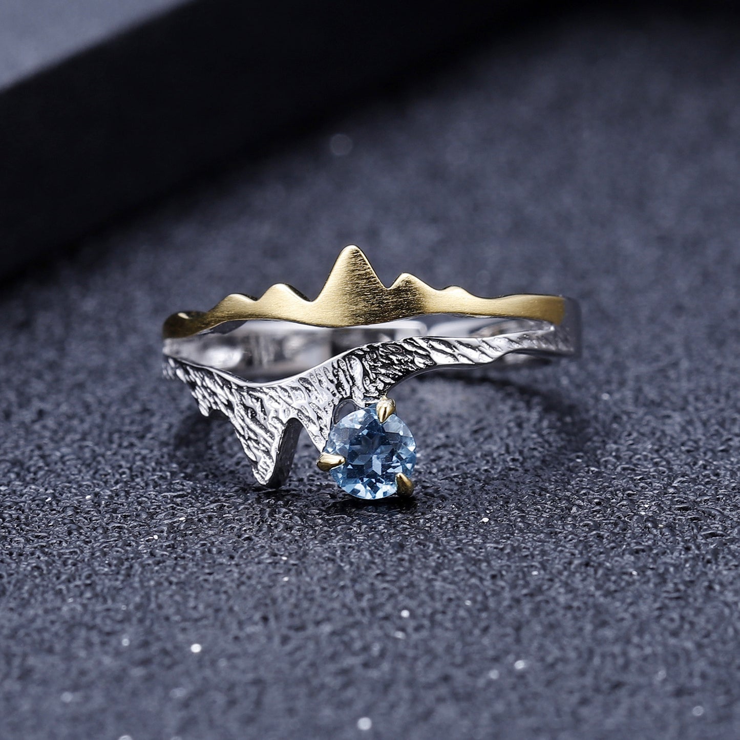 Designer Gemstone Adjustable Open Ring Natural Style Design s925Silver Natural Topaz Ring
