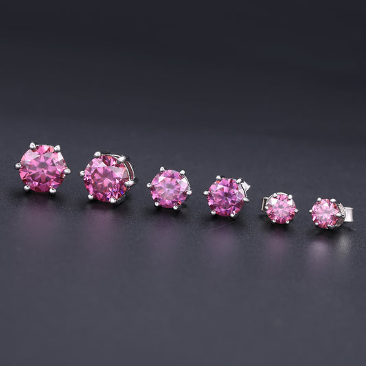 Fashion All-Matching0.5-2Carat Rainbow Moissanite Earrings Commuting S925Sterling Silver Colorful Moissanite Stud Earrings