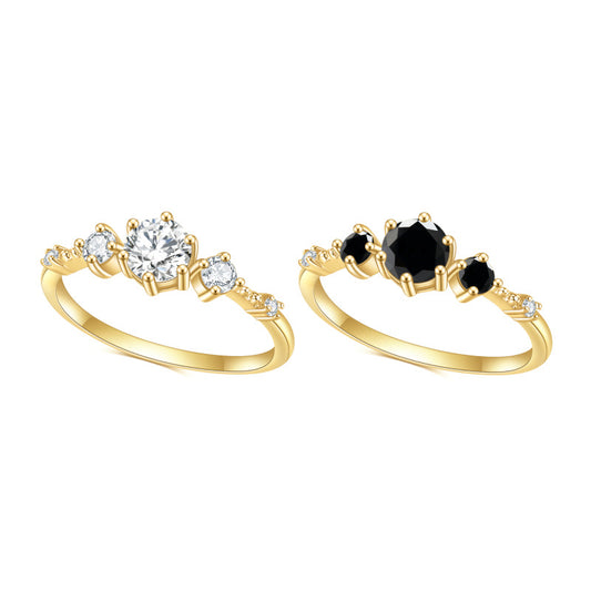 Jewelry S925Sterling Silver Inlaid5A Zircon Ring Fashionable Minimalist Light Luxury Gemstone Plated14k Gold ring
