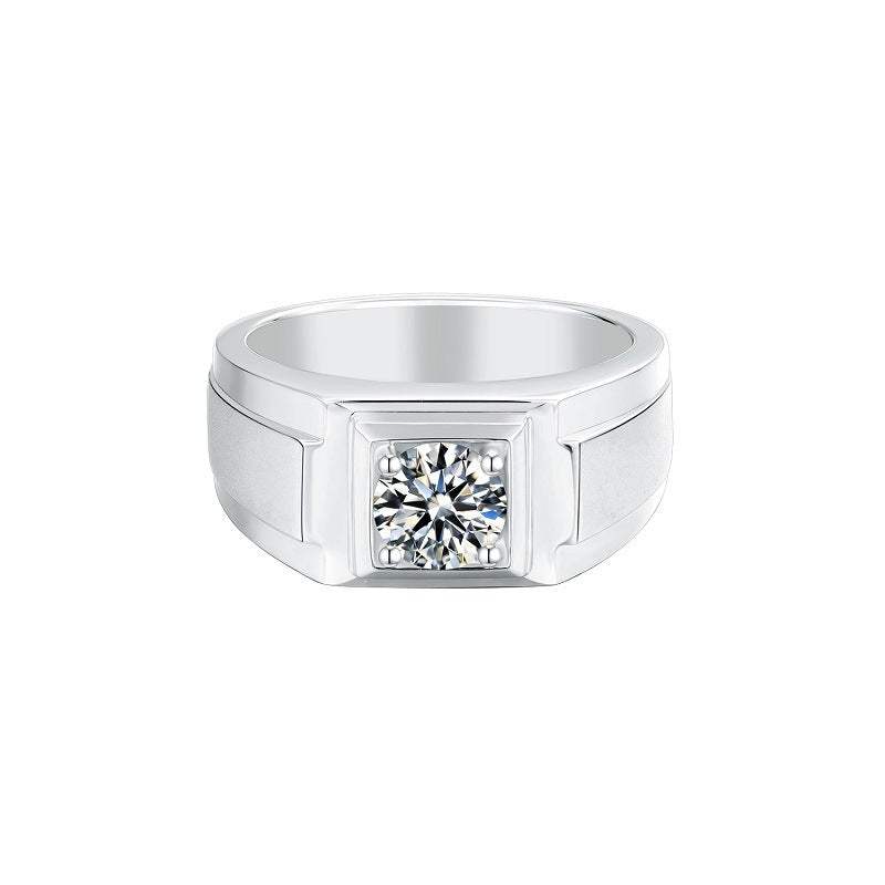 Fashionable Luxurious Moissanite Men's Ring Elegant and Unique s925Silver Inlaid Gemstone Moissanite Ring