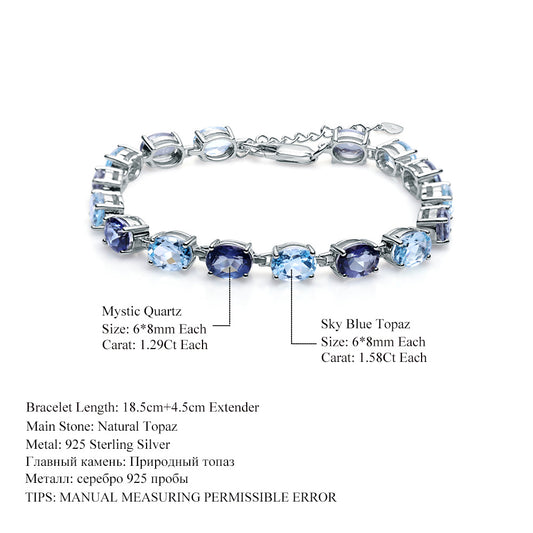 Natural Gemstone Topaz Bracelet for Women Luxurious and Unique s925Sterling Silver Inlaid Colorful Crystal Bracelet