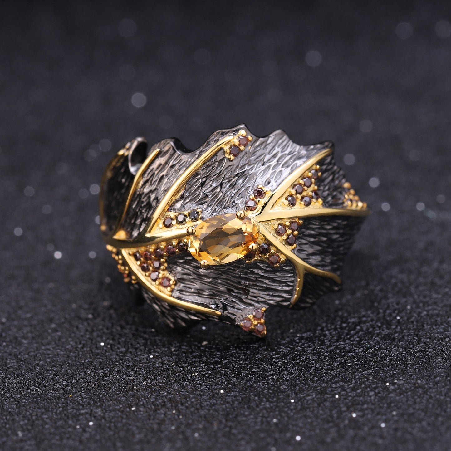 Designer Retro Style Gemstone Ring Italian Craftsmanship Georgia Design925Silver Natural Colored Gems Ring