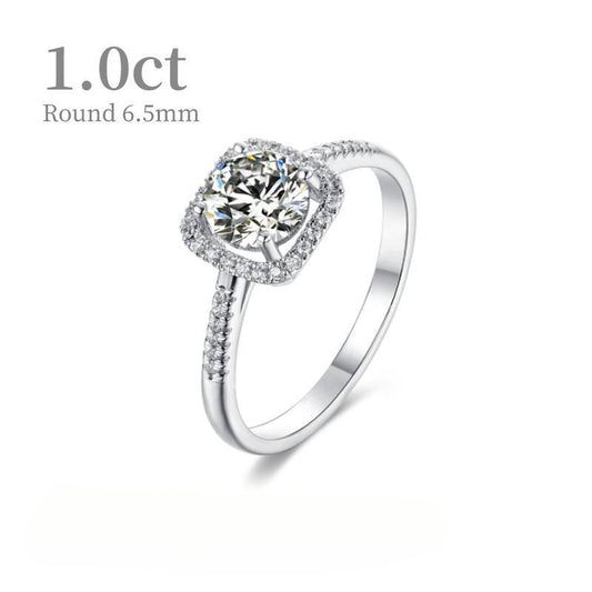 Light luxury elegant temperament1Carat Moissanite Ring Full Body9/10/14/18k White Gold Rose Gold Yellow Gold Ring
