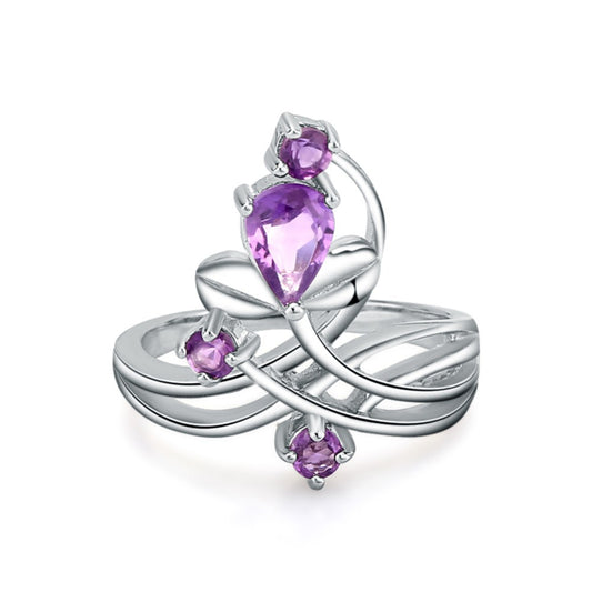 Natural Amethyst s925Sterling Silver Ring Luxury Design Light Luxury Jewelry Accessories Natural Gemstone Ring