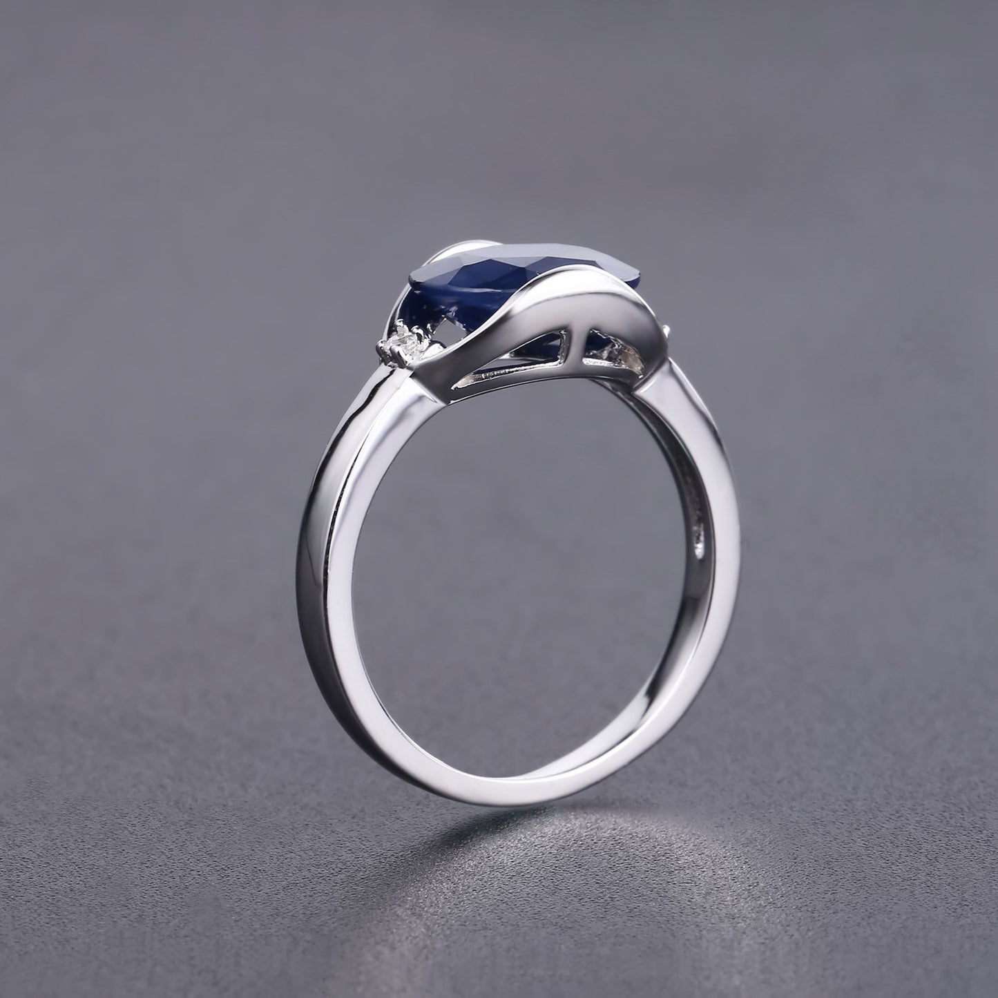 Luxurious Minimalist Design Natural Sapphire Ring Fashionable Exquisite Inlaid Natural Gemstone s925Silver Gemstone Ring
