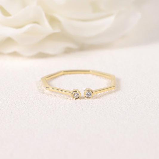 Unique Adjustable Rings s925Sterling Silver Moissanite Gold Dawn Series Ring Geometric Irregular Open Ring