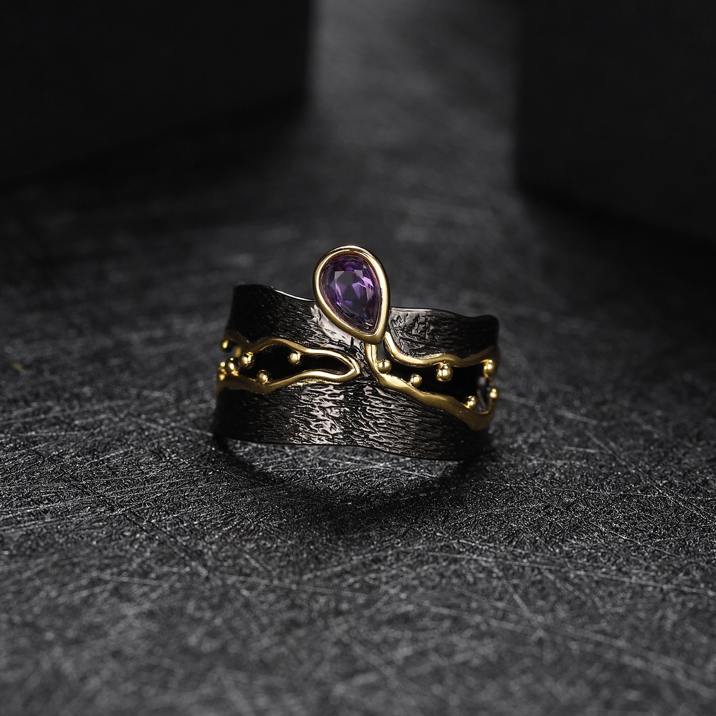 Designer Vintage Style Open Ring Italian Craftsmanship High-end Feel s925Silver Natural Amethyst Ring