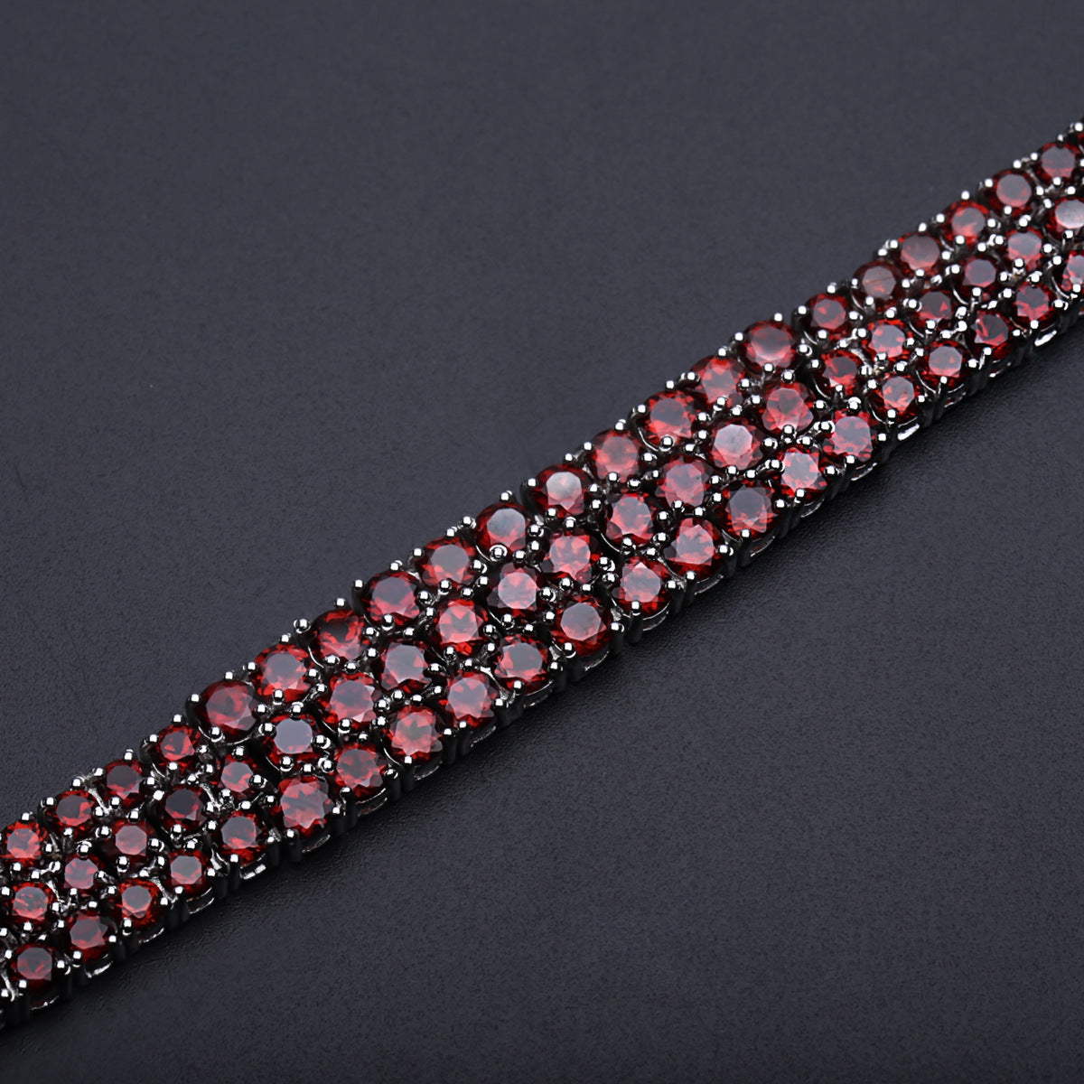 Luxurious Multi Gemstone Natural Garnet Bracelet Retro Style s925Silver Inlaid Natural Gemstone Bracelet