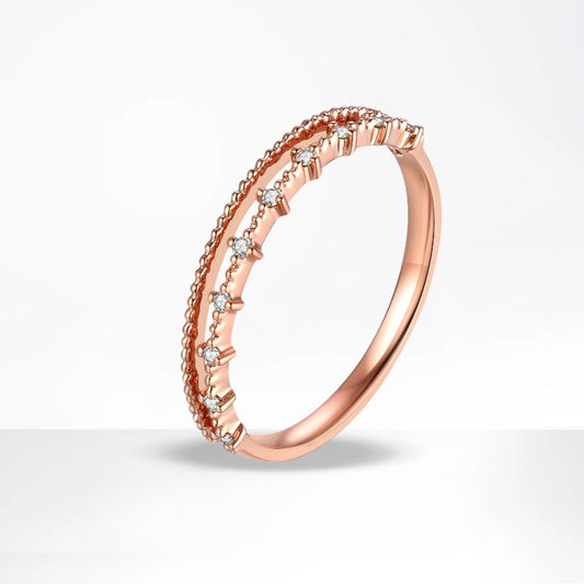 Niche design18k Gold Inlaid Cultivated Diamond Ring Rose Gold Diamond k Gold Ring Diamond Ring ins Wind Female