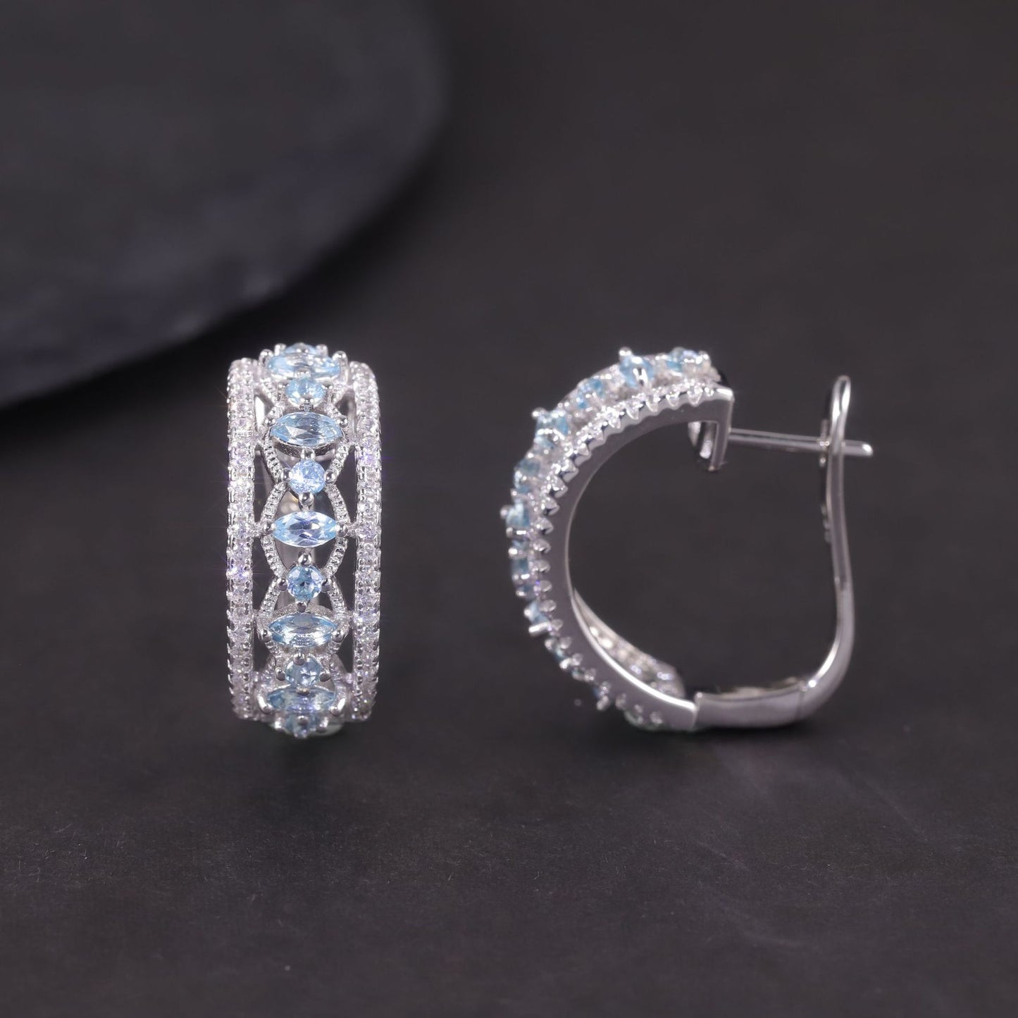 Unique Delicate Natural Topaz Earrings s925Sterling Silver Cluster Crystal Garnet Colorful Gemstone Earrings for Women