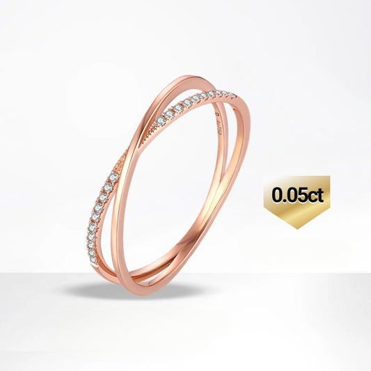 Sophisticated Interwoven Affection18k Gold Inlaid Cultivated Diamond Ring Rose Gold Diamond k Gold ring X Shape