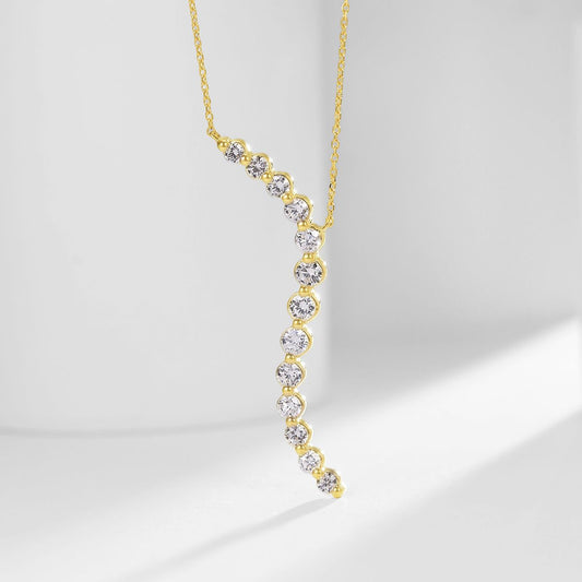Cold Feeling ins Wind14k Gold Necklace with Cultivated Diamond Lines k Gold Platinum Gold Real Diamond Clavicle Chain Minimalist Style