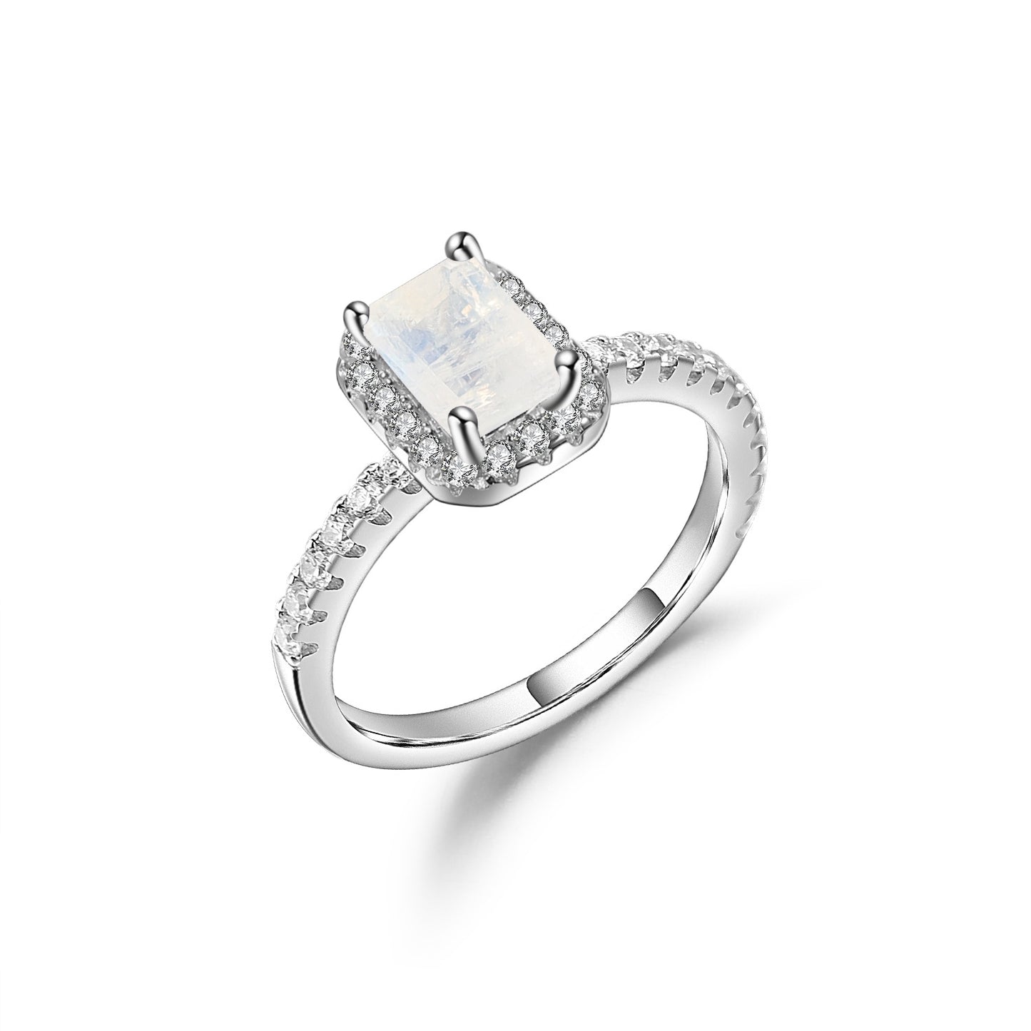 Emerald Cut Colorful Gemstone Ring s925Sterling Silver Plated18k Gold Rectangle Gemstone Wedding Ring