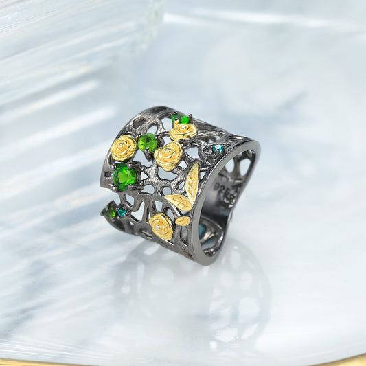 Natural Gemstone Ring Rose Promise S925Sterling Silver Jewelry Wholesale Rings Unique Design Sense
