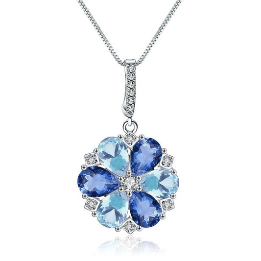 Affordable Luxury Fashion Simple and Natural Topaz Dignified Pendant Clavicle Chain s925Silver Inlaid Gemstone Necklace Pendant