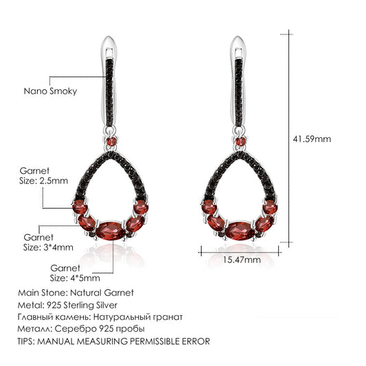Luxurious and High-End Natural Garnet Earrings with a Sense of Design Prosperous Series925Silver Inlaid Gemstone Stud Earrings