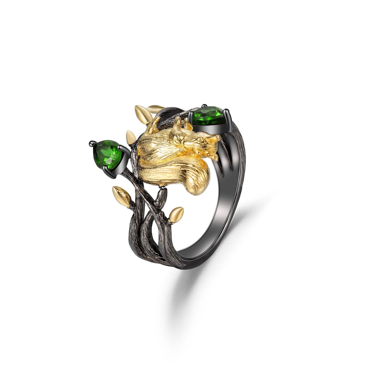 Natural Crystal Translucent Garnet Ring925Sterling Silver Squirrel Niche High-end Jewelry ins High-Quality Ring