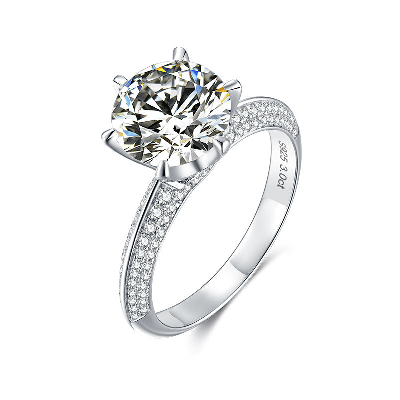 GRA Certificate Moissanite2ct3Carat Ring Light Luxury925Silver Half Wall Jiangshan Large Carat Moissanite Gemstone Ring
