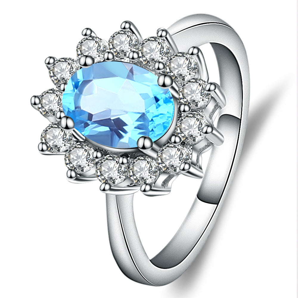 Luxurious Jewelry Topaz Inlay Vintage Design Fashion Natural Gemstone s925Sterling Silver Ring