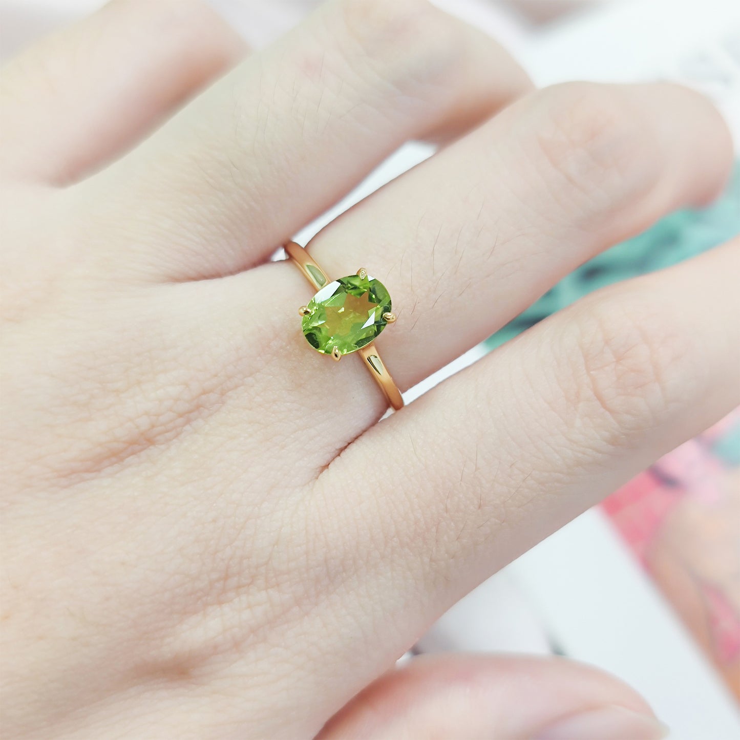 Minimalist Fresh Ring s925Sterling Silver Inlaid with Natural Colorful Gemstone Topaz5/6Large Carat Main Stone Ring