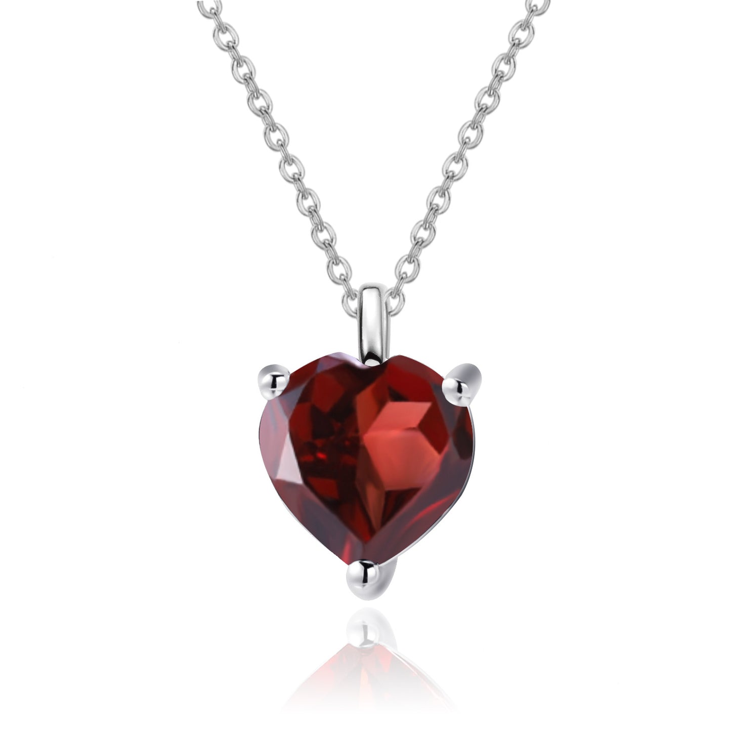 Fashionable Light Luxury Simple Natural Garnet Heart Pendant Clavicle Chain s925Silver Inlaid Gemstone Necklace Pendant