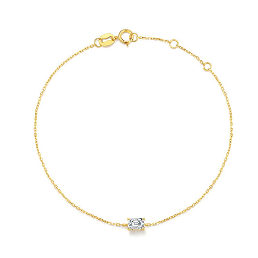 Simple and Stylish18k Gold Inlaid Cultivated Diamond Bracelet0.3Carat Emerald-Shaped Diamond Gold Bracelet In Stock
