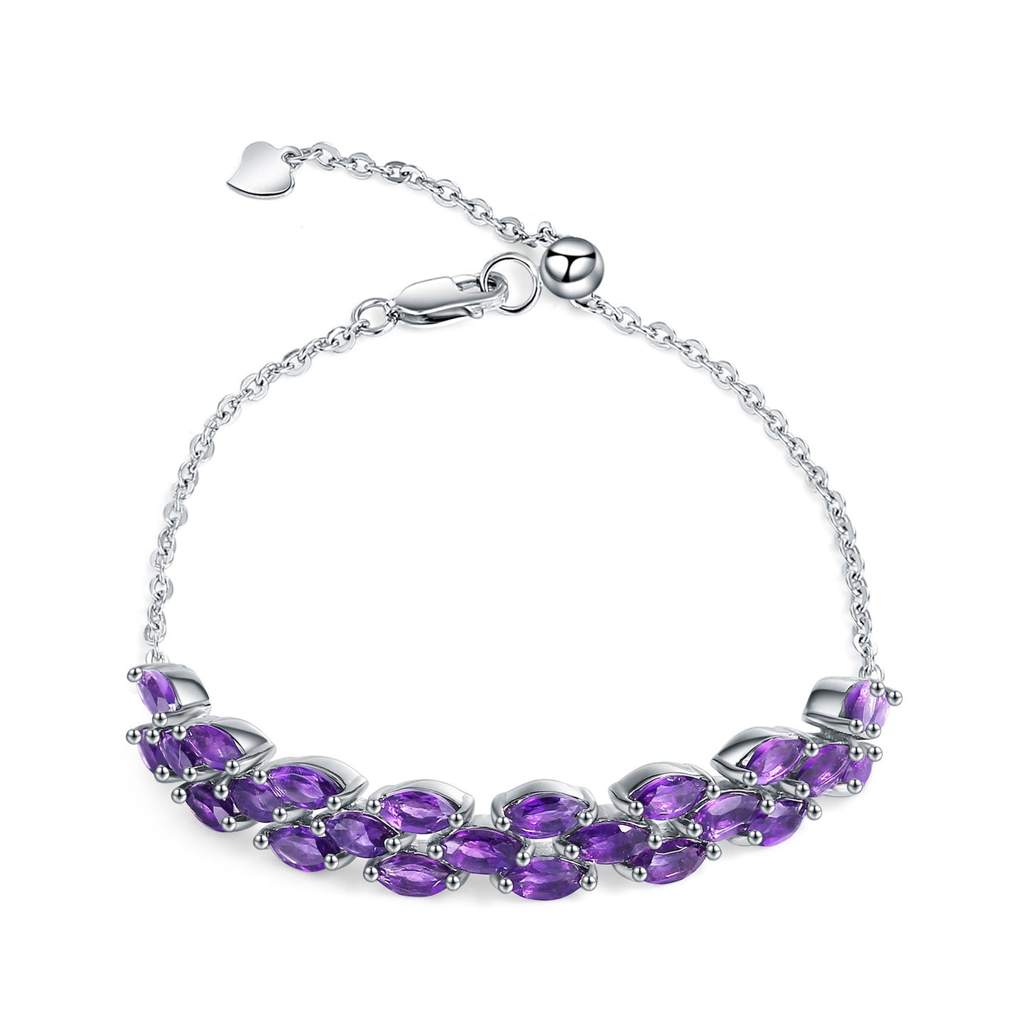 Design Sense Natural Amethyst Bracelet Style Princess Temperament s925Silver Inlaid Natural Gemstone Bracelet