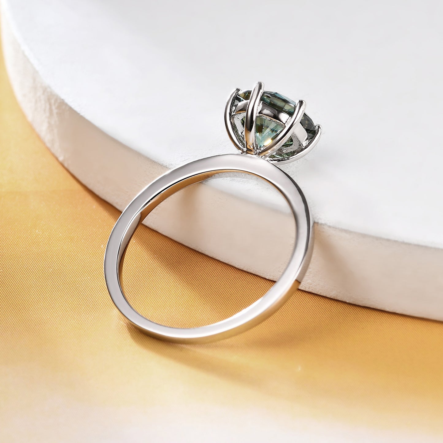 Green Moissanite3Carat Pure Silver Ring Set GRA Certificate Fashionable Luxury s925sterling silver gemstone ring