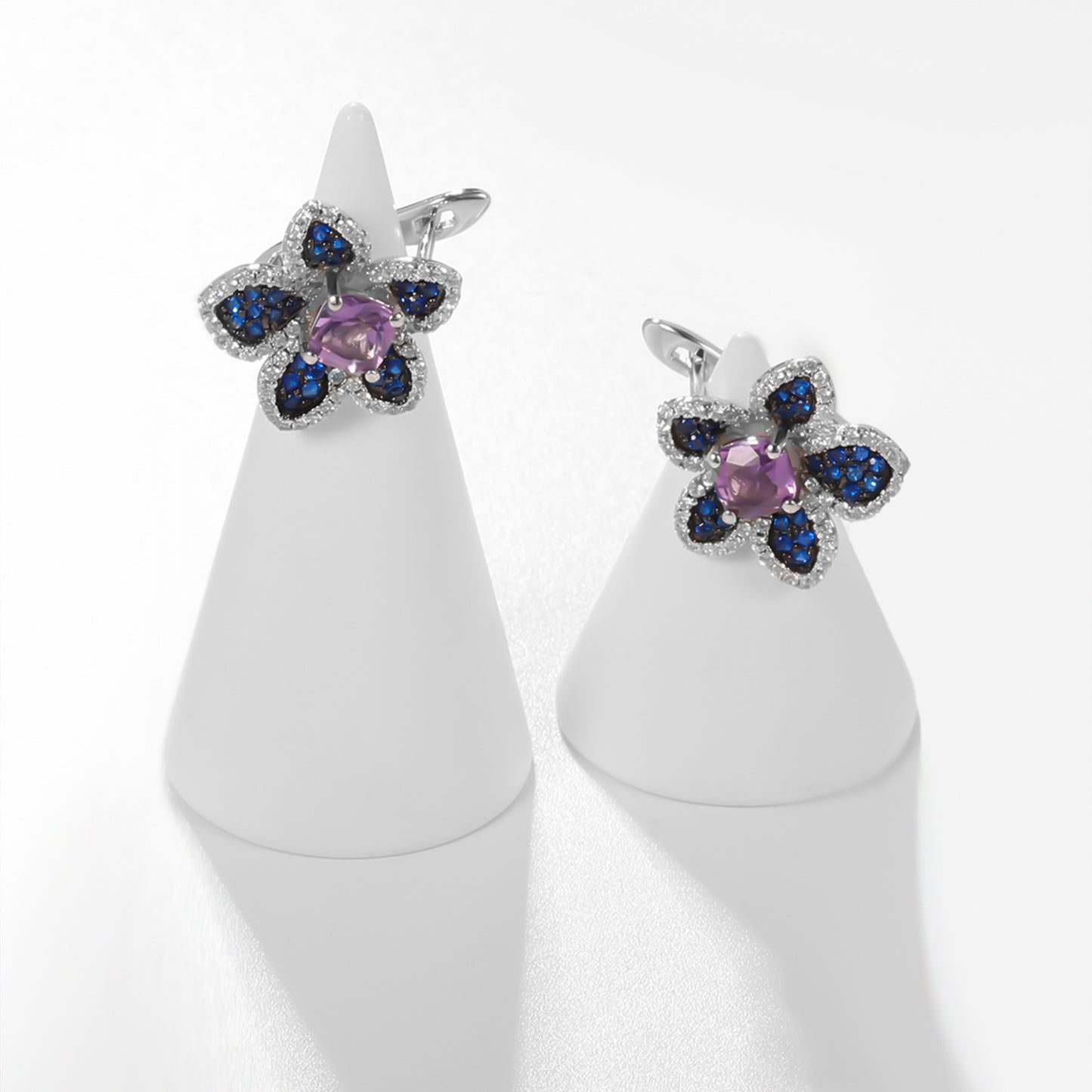 Designer Natural Yellow Crystal Earrings Natural Style Series Floral Design s925Silver Gemstone Stud Earrings