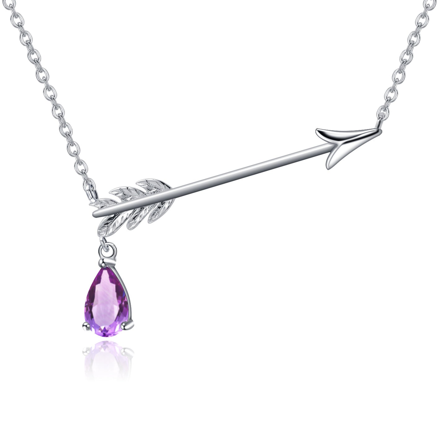 Unique Design Natural Garnet Pendant Bow and Arrow Design Clavicle Chain925Silver Inlaid Gemstone Necklace Pendant